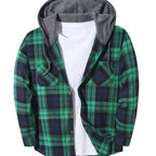 Hooded Flannel Shirt Cotton Plaid Men's Long Sleeve Button Up Jacket – Casual, Everyday