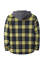 Hooded Flannel Shirt Cotton Plaid Men's Long Sleeve Button Up Jacket – Casual, Everyday