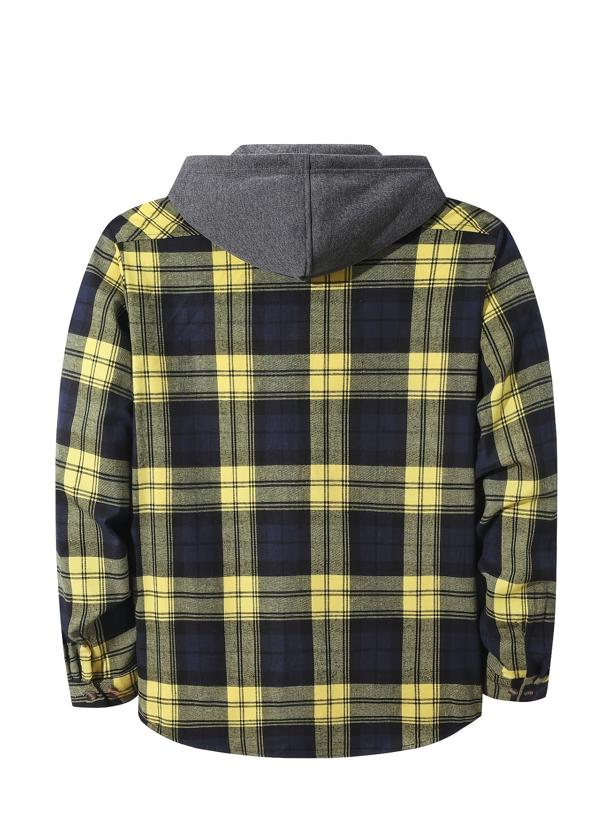 Hooded Flannel Shirt Cotton Plaid Men's Long Sleeve Button Up Jacket – Casual, Everyday
