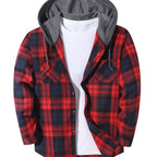 Hooded Flannel Shirt Cotton Plaid Men's Long Sleeve Button Up Jacket – Casual, Everyday