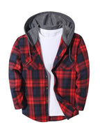 Hooded Flannel Shirt Cotton Plaid Men's Long Sleeve Button Up Jacket – Casual, Everyday