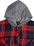 Hooded Flannel Shirt Cotton Plaid Men's Long Sleeve Button Up Jacket – Casual, Everyday