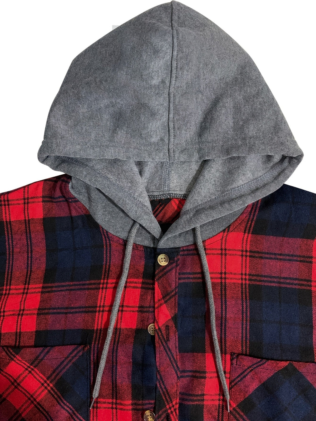 Hooded Flannel Shirt Cotton Plaid Men's Long Sleeve Button Up Jacket – Casual, Everyday