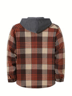 Hooded Flannel Shirt Cotton Plaid Men's Long Sleeve Button Up Jacket – Casual, Everyday