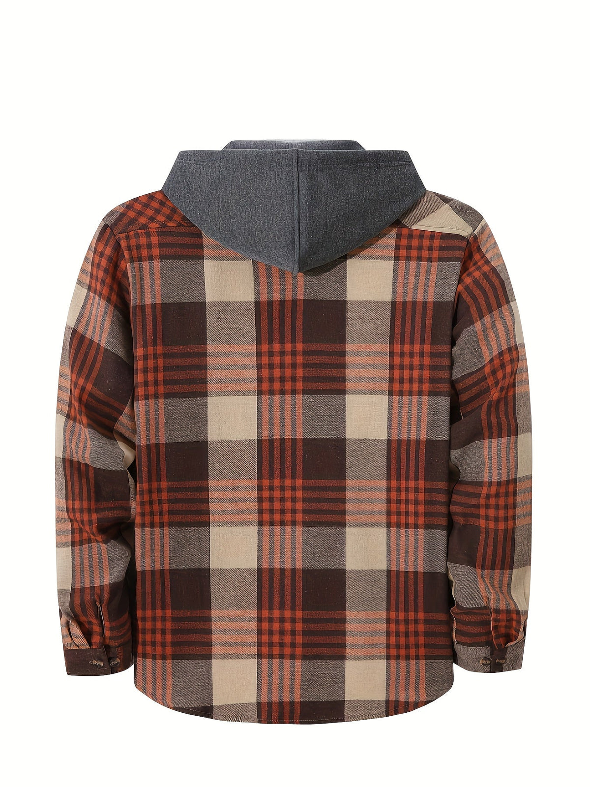 Hooded Flannel Shirt Cotton Plaid Men's Long Sleeve Button Up Jacket – Casual, Everyday