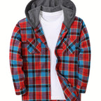 Hooded Flannel Shirt Cotton Plaid Men's Long Sleeve Button Up Jacket – Casual, Everyday