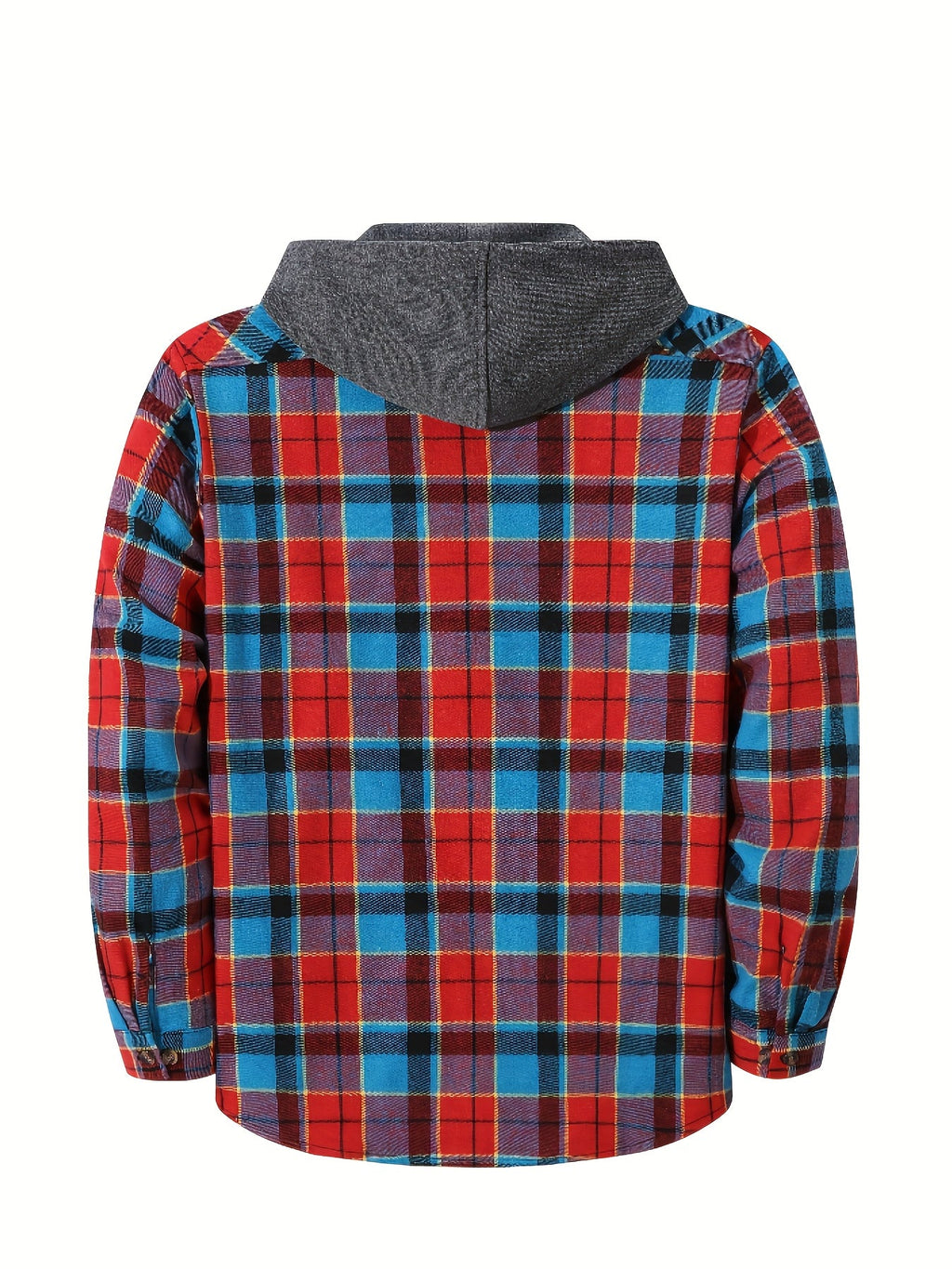 Hooded Flannel Shirt Cotton Plaid Men's Long Sleeve Button Up Jacket – Casual, Everyday