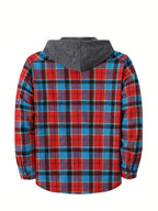 Hooded Flannel Shirt Cotton Plaid Men's Long Sleeve Button Up Jacket – Casual, Everyday