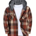 Hooded Flannel Shirt Cotton Plaid Men's Long Sleeve Button Up Jacket – Casual, Everyday