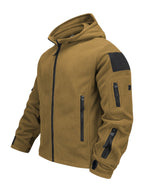 Hooded Fleece Jacket Grey Men's Full-Zip Tactical Pockets – Casual, Outdoor, Everyday
