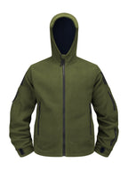 Hooded Fleece Jacket Grey Men's Full-Zip Tactical Pockets – Casual, Outdoor, Everyday