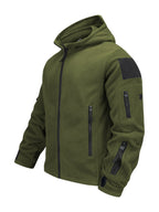 Hooded Fleece Jacket Grey Men's Full-Zip Tactical Pockets – Casual, Outdoor, Everyday