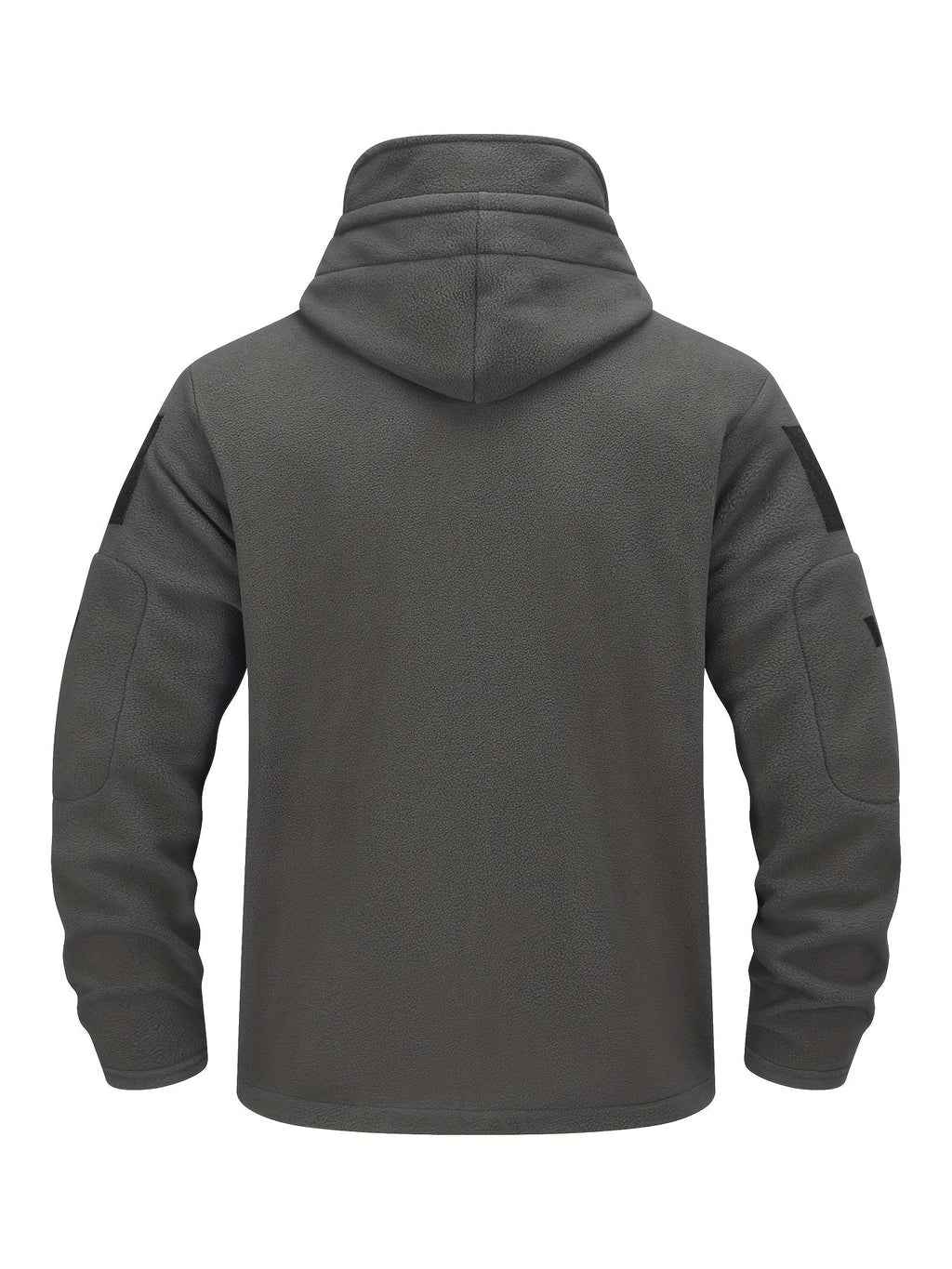 Hooded Fleece Jacket Grey Men's Full-Zip Tactical Pockets – Casual, Outdoor, Everyday