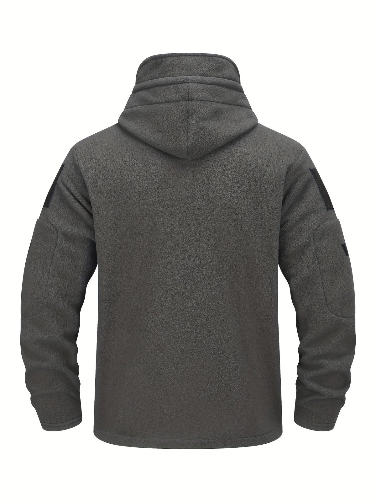 Hooded Fleece Jacket Grey Men's Full-Zip Tactical Pockets – Casual, Outdoor, Everyday