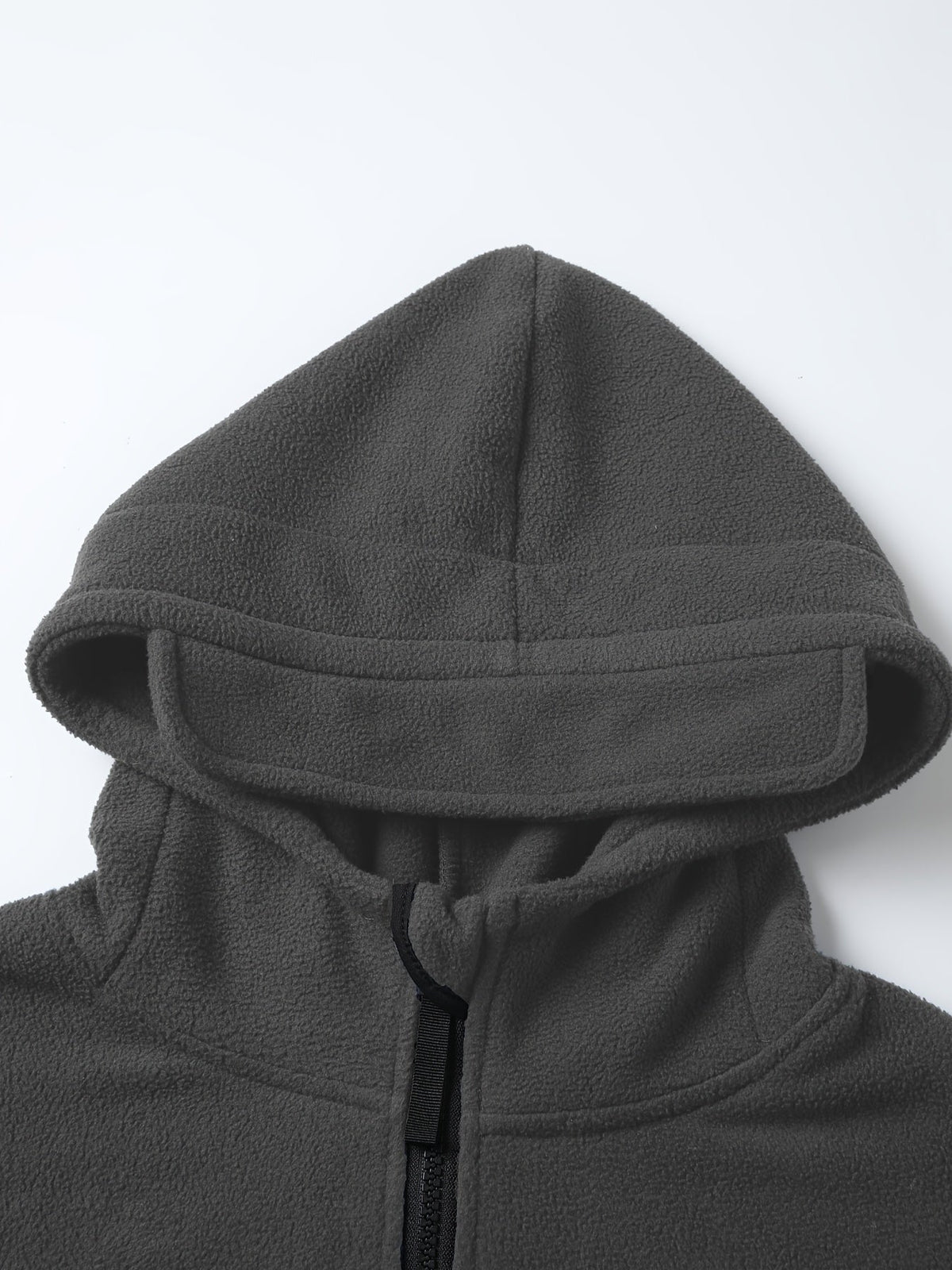 Hooded Fleece Jacket Grey Men's Full-Zip Tactical Pockets – Casual, Outdoor, Everyday