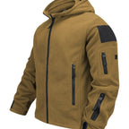 Hooded Fleece Jacket Grey Men's Full-Zip Tactical Pockets – Casual, Outdoor, Everyday