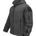 Hooded Fleece Jacket Grey Men's Full-Zip Tactical Pockets – Casual, Outdoor, Everyday