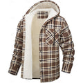 Hooded Fleece-Lined Overshirt Men's Plaid Check Shacket Jacket – Casual, Winter Outdoor Warmth
