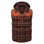 Hooded Gilet Plaid Quilted Padded Men's Body Warmer – Casual, Outdoor Layering Winter Waistcoat