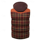 Hooded Gilet Plaid Quilted Padded Men's Body Warmer – Casual, Outdoor Layering Winter Waistcoat