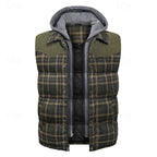 Hooded Gilet Plaid Quilted Padded Men's Body Warmer – Casual, Outdoor Layering Winter Waistcoat