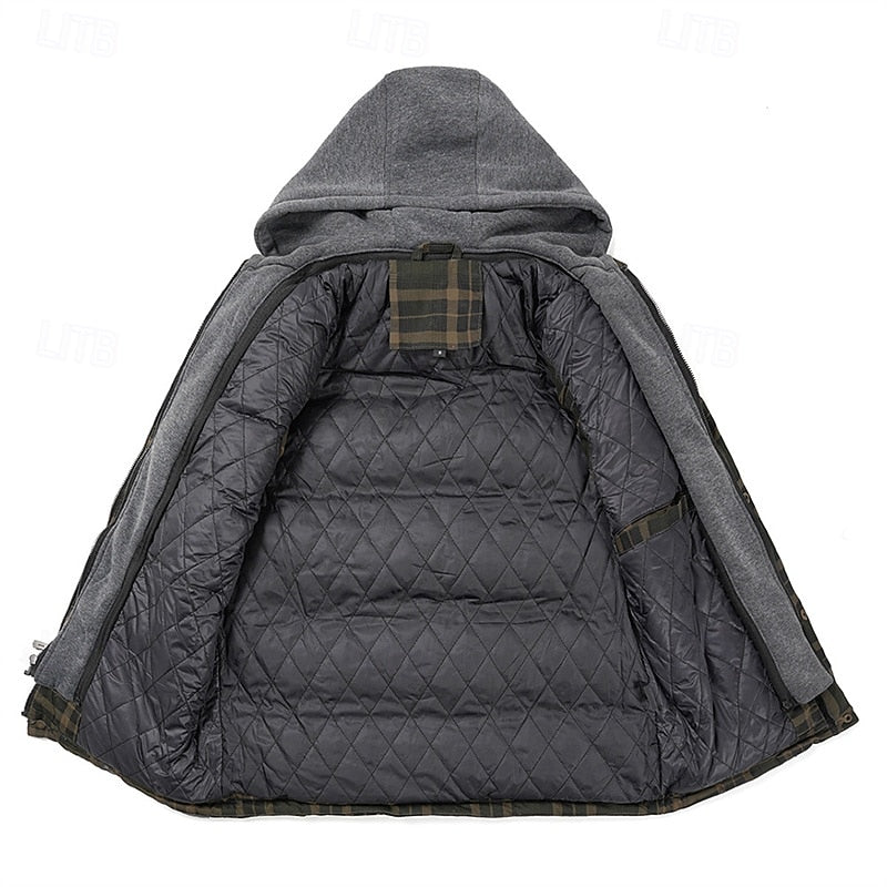 Hooded Gilet Plaid Quilted Padded Men's Body Warmer – Casual, Outdoor Layering Winter Waistcoat