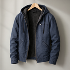 Hooded Jacket Cotton Men's Brown Layered Zip-Up – Casual, Everyday · Werune