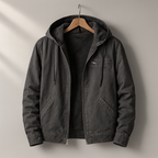 Hooded Jacket Cotton Men's Brown Layered Zip-Up – Casual, Everyday · Werune