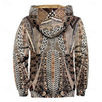 Hooded Jacket Fleece-Lined Men's Aztec Print Zip-Up – Casual, Winter, Outdoor, Gift