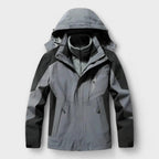 Hooded Jacket White Black Waterproof Men's 3-in-1 Fleece Lined – Hiking, Camping, Outdoor, Winter