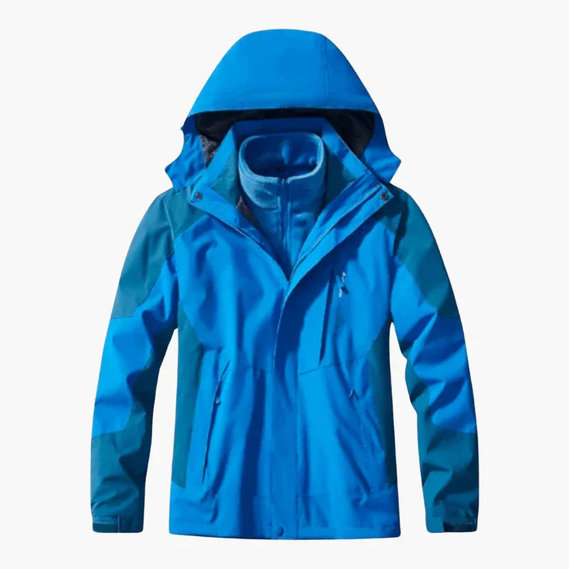 Hooded Jacket White Black Waterproof Men's 3-in-1 Fleece Lined – Hiking, Camping, Outdoor, Winter