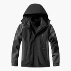 Hooded Jacket White Black Waterproof Men's 3-in-1 Fleece Lined – Hiking, Camping, Outdoor, Winter