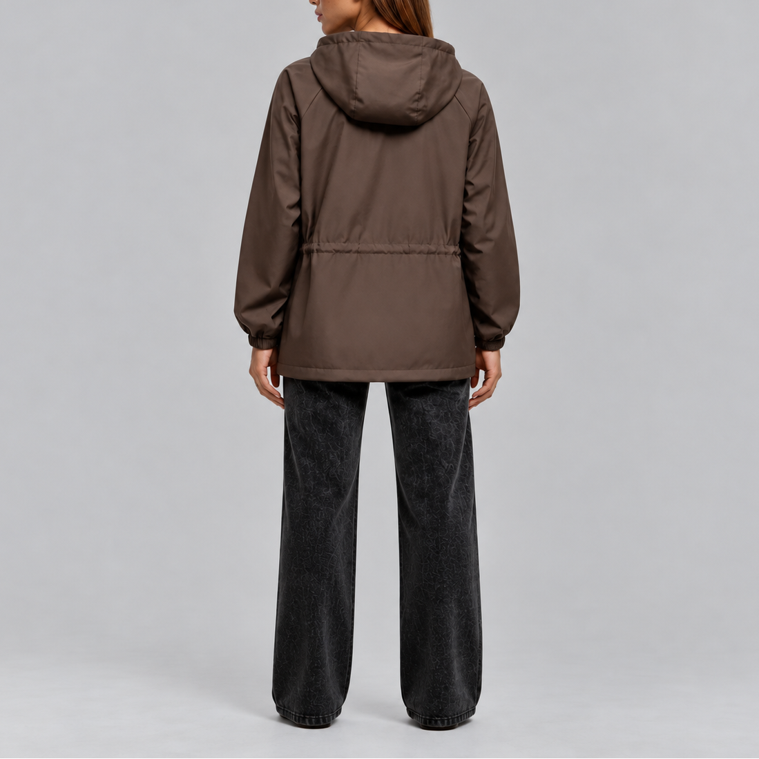 Hooded Jacket Women's Brown Waterproof Drawstring Waist – Casual, Outdoor, Holiday, Gift