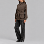 Hooded Jacket Women's Brown Waterproof Drawstring Waist – Casual, Outdoor, Holiday, Gift