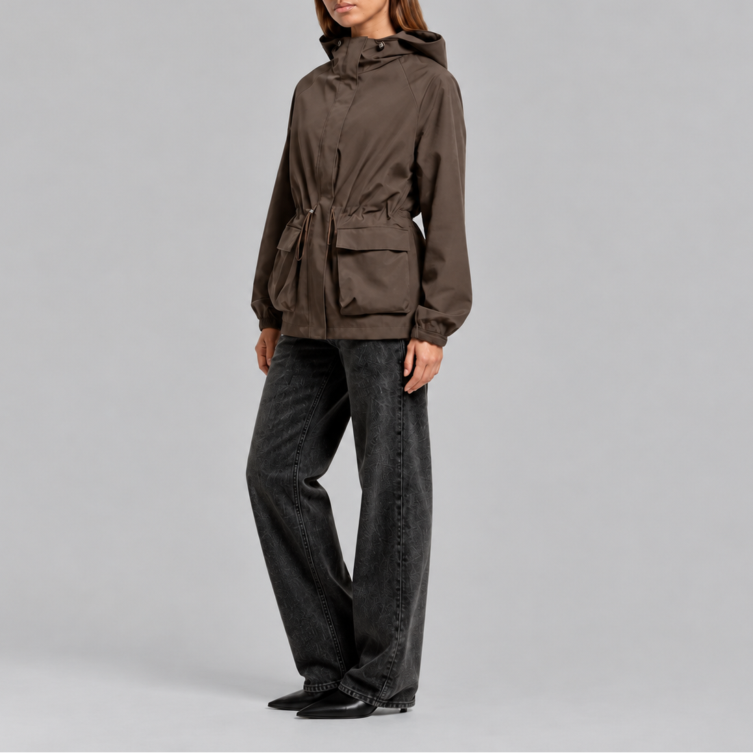 Hooded Jacket Women's Brown Waterproof Drawstring Waist – Casual, Outdoor, Holiday, Gift