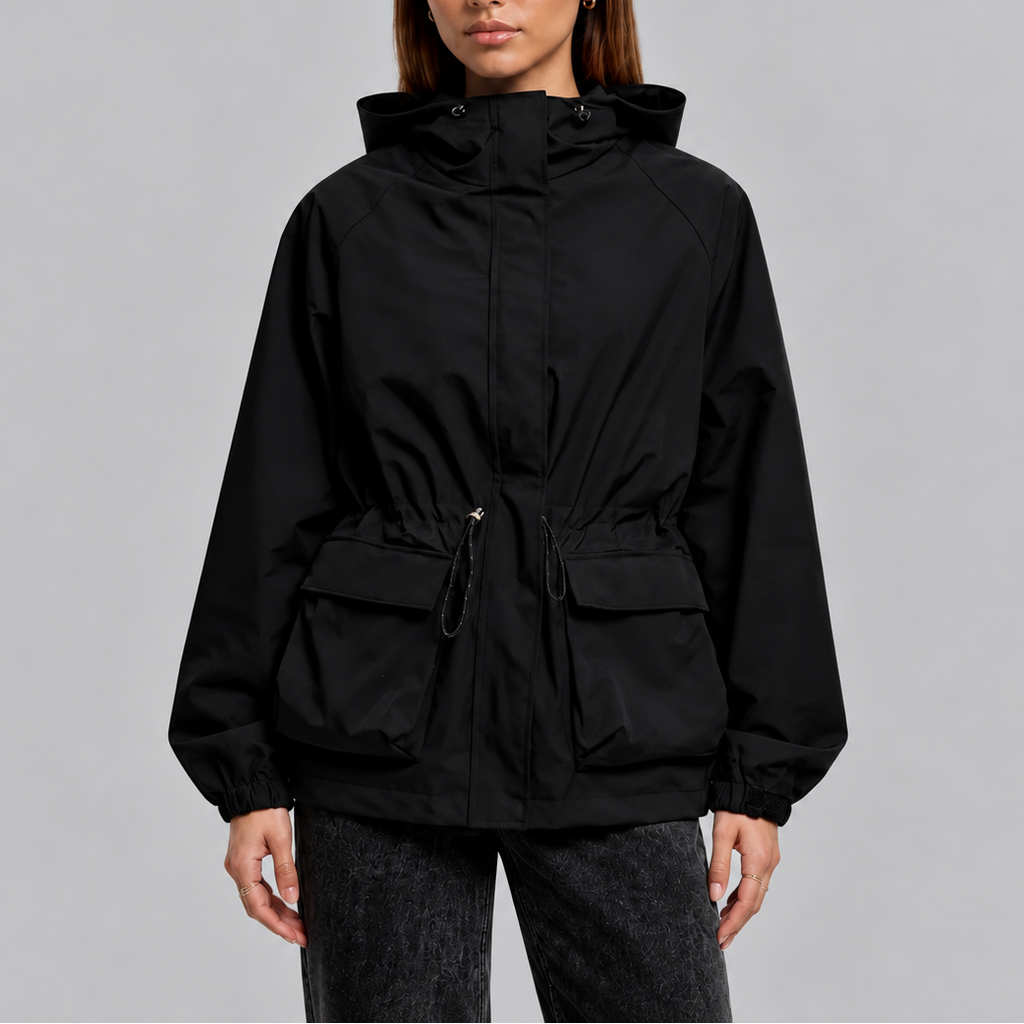 Hooded Jacket Women's Brown Waterproof Drawstring Waist – Casual, Outdoor, Holiday, Gift