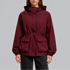 Hooded Jacket Women's Brown Waterproof Drawstring Waist – Casual, Outdoor, Holiday, Gift