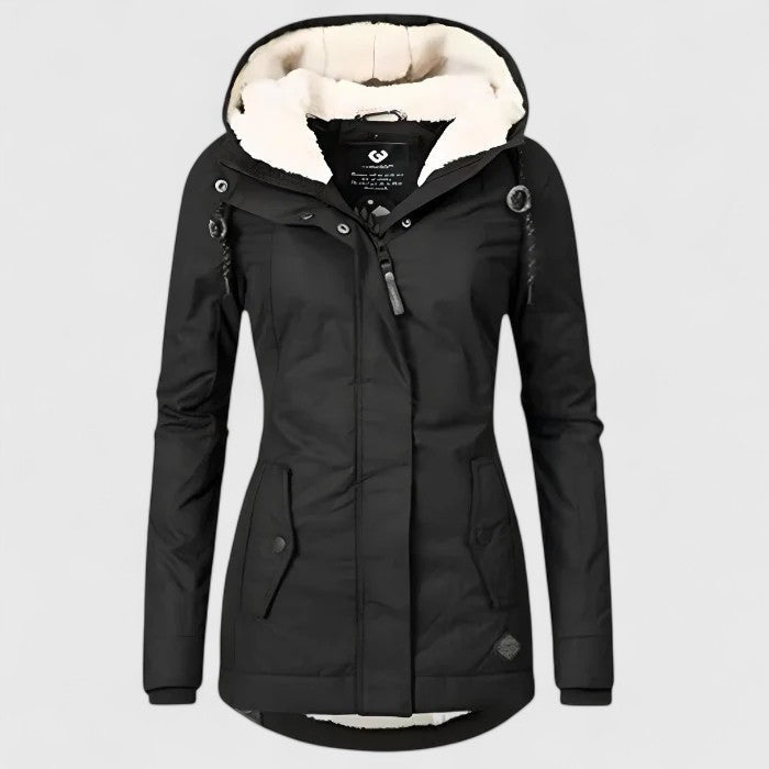 Hooded Jacket Women's Navy Blue Zip-Up Winter Coat with Hood – Casual, Everyday · Werune