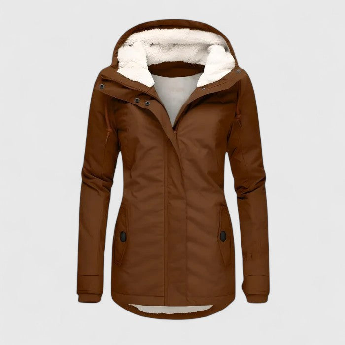 Hooded Jacket Women's Navy Blue Zip-Up Winter Coat with Hood – Casual, Everyday · Werune