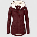 Hooded Jacket Women's Navy Blue Zip-Up Winter Coat with Hood – Casual, Everyday · Werune