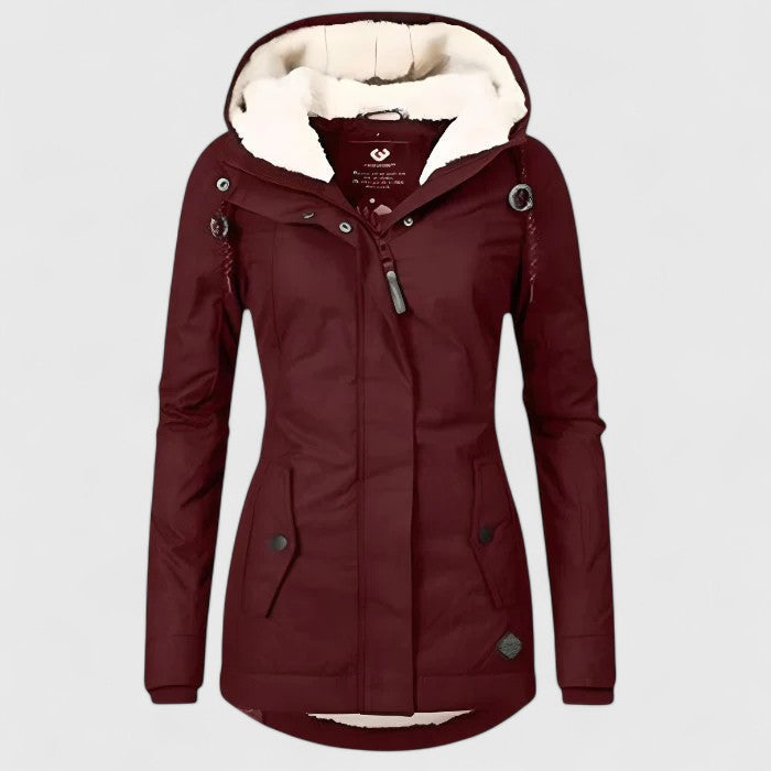 Hooded Jacket Women's Navy Blue Zip-Up Winter Coat with Hood – Casual, Everyday · Werune