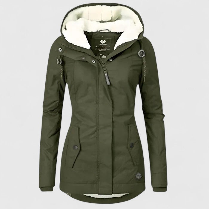 Hooded Jacket Women's Navy Blue Zip-Up Winter Coat with Hood – Casual, Everyday · Werune