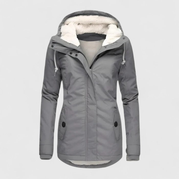 Hooded Jacket Women's Navy Blue Zip-Up Winter Coat with Hood – Casual, Everyday · Werune