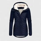 Hooded Jacket Women's Navy Blue Zip-Up Winter Coat with Hood – Casual, Everyday · Werune