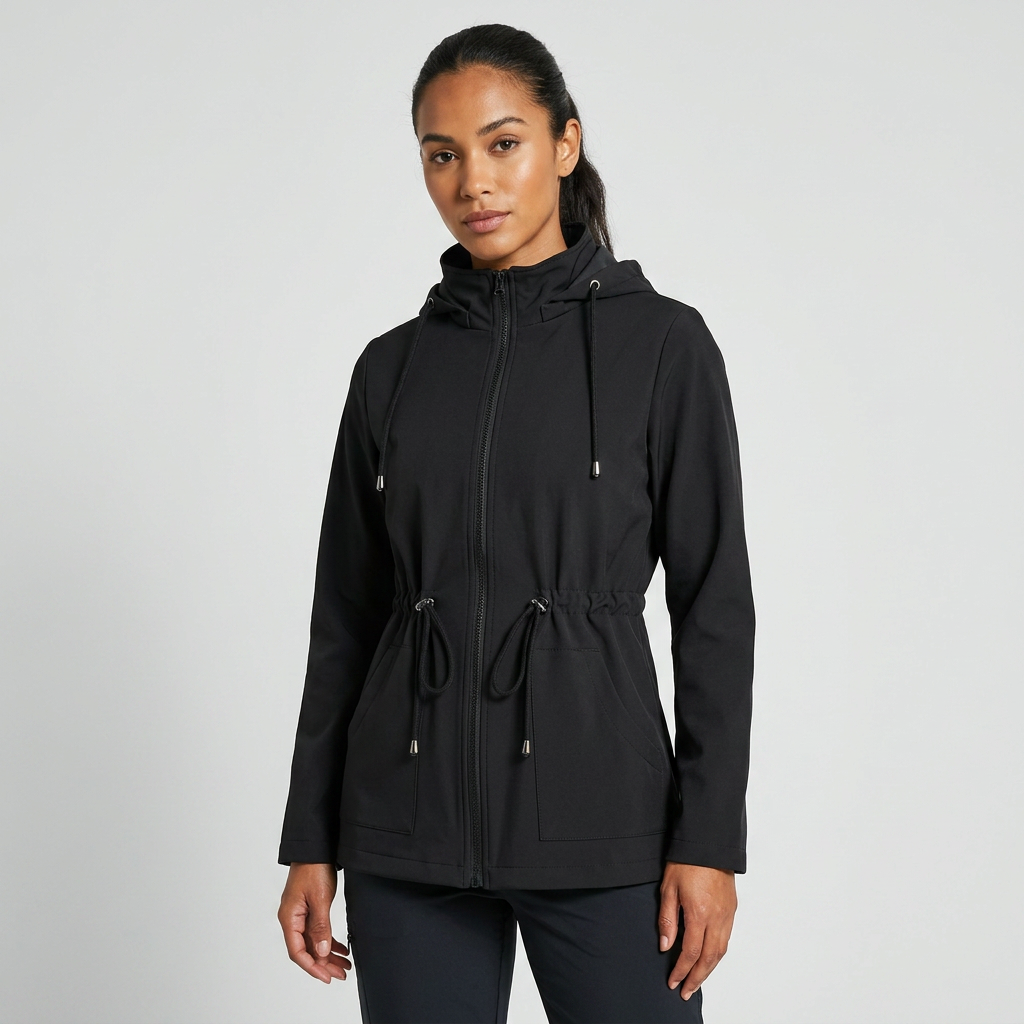 Hooded Jacket Women's Red Softshell Zip-Up Drawstring Waist – Casual, Outdoor · Werune