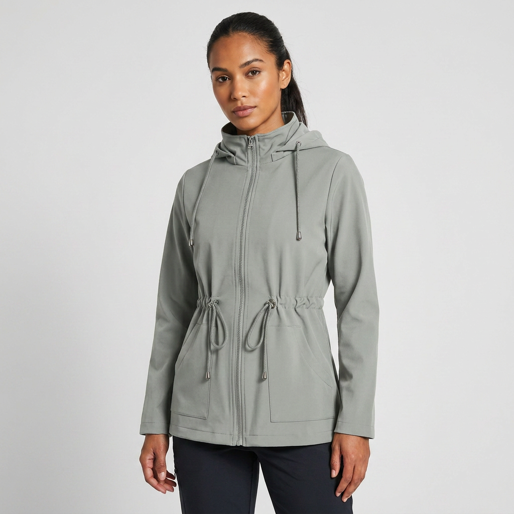 Hooded Jacket Women's Red Softshell Zip-Up Drawstring Waist – Casual, Outdoor · Werune