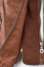 Hooded Leather Jacket Brown Zip-Up Women's – Casual, Office, Holiday, Gift · Werune