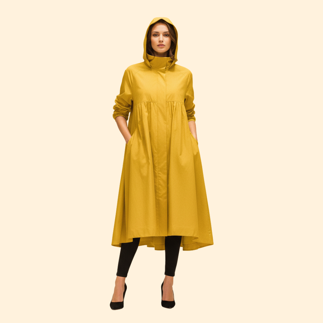 Hooded Longline Jacket Black Women's Zip-Up Drawstring Parka – Casual, Everyday, Holiday, Gift