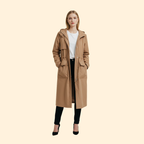 Hooded Longline Jacket Black Women's Zip-Up Drawstring Parka – Casual, Everyday, Holiday, Gift