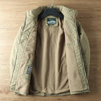 Hooded Outdoor Jacket Khaki Fleece-Lined Men's – Casual, Camping, Hiking, Everyday Wear